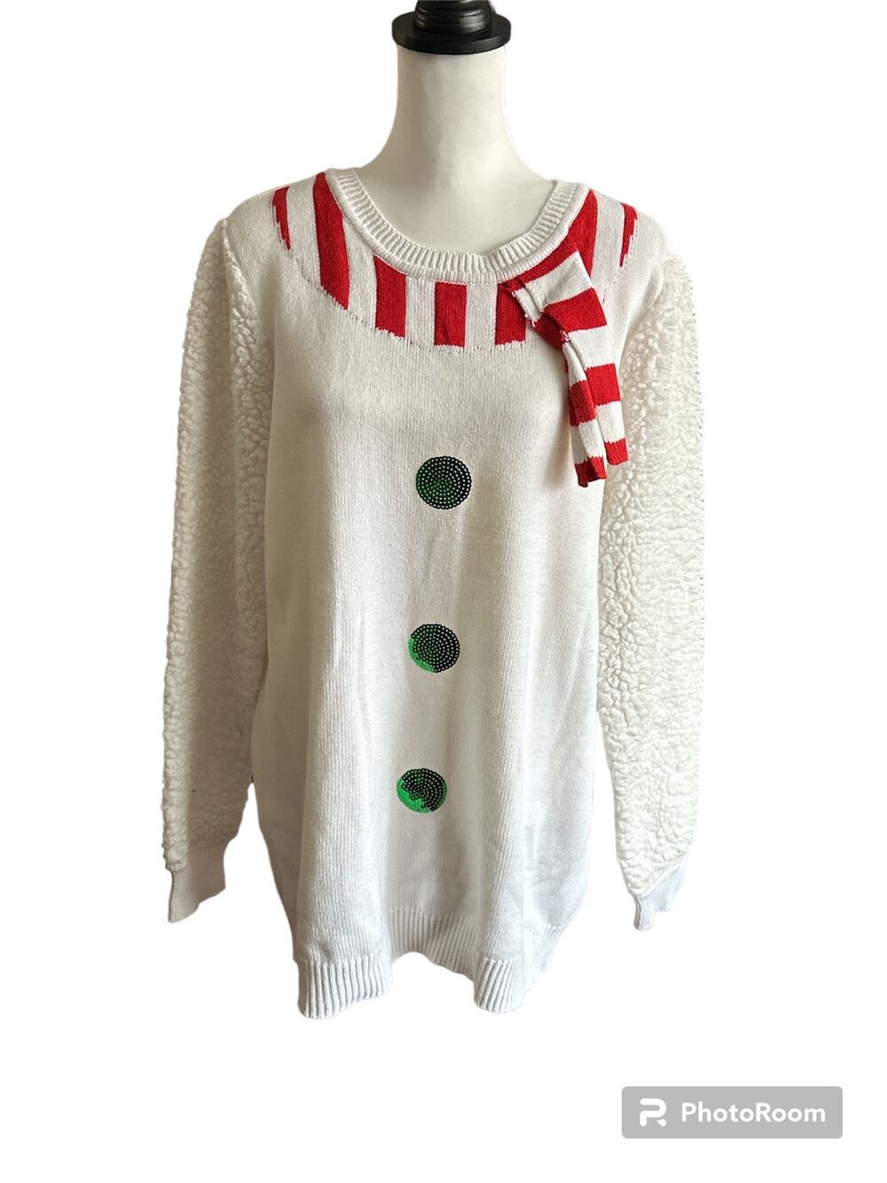 No Comment NY-LA White Snowman Sweater XL